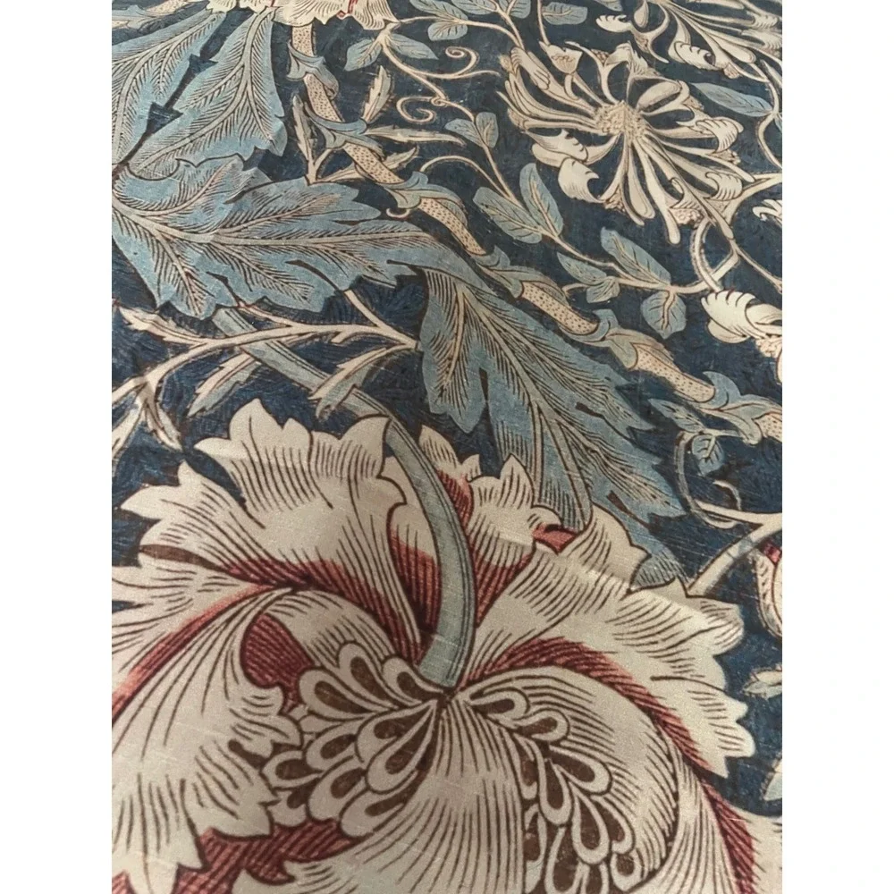 William Morris Honeysuckle Floral Print Drapes (2) 80 x 50